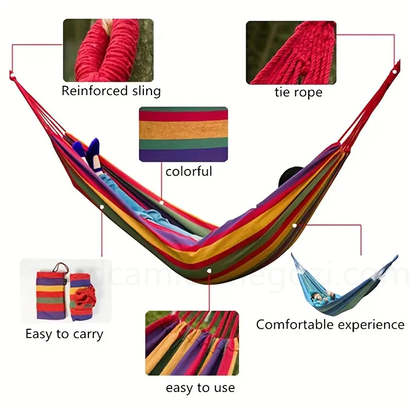 (image for) Heavy-Duty Hammock with Tree Straps, 450lb Capacity - Compact & Easy Setup for Camping, Backyard Relaxation - Travel Bag Included | Andcamicienegozi.Com 02
