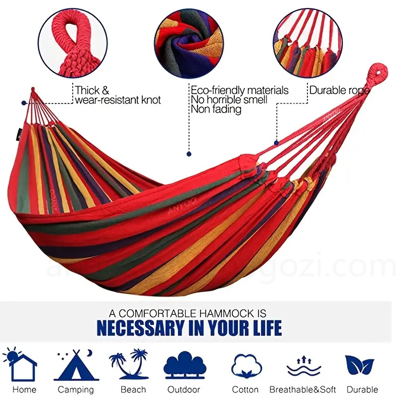 (image for) Heavy-Duty Hammock with Tree Straps, 450lb Capacity - Compact & Easy Setup for Camping, Backyard Relaxation - Travel Bag Included | Andcamicienegozi.Com 02